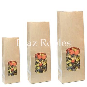 Bolsa Papel Kraft C/Ventana. Paquete de 100/u. - Imagen 1