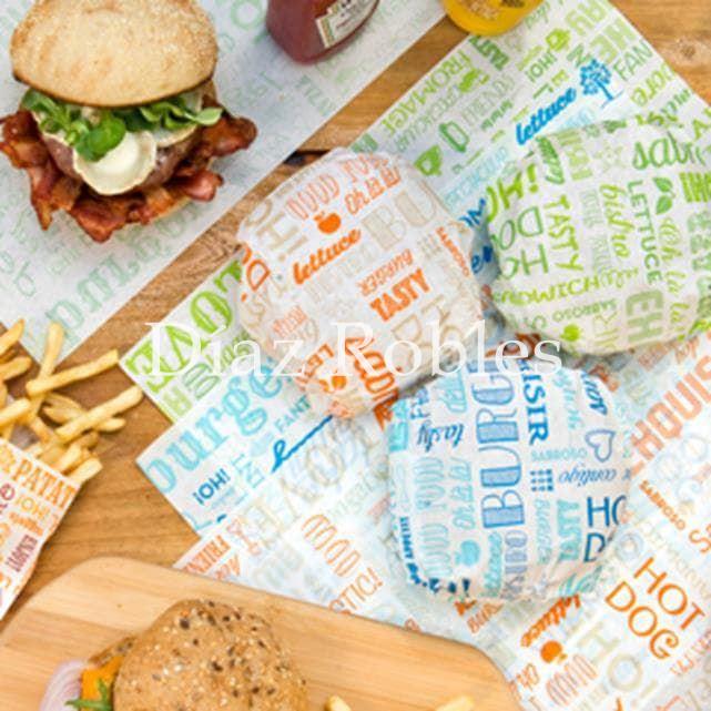 Caja 500/u Papel Envuelta Hamburguesa - Envoltorio Hamburguesa