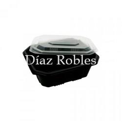 Envase Plástico Negro con Tapa Transparente. Paquete 50/u. - Imagen 1