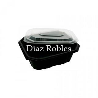 Envase Plástico Negro con Tapa Transparente. Paquete 50/u. - Imagen 1