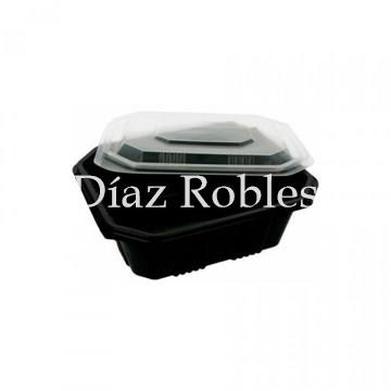 Envase Plástico Negro con Tapa Transparente. Paquete 50/u. - Imagen 1