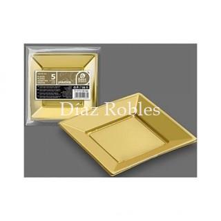 Plato Plástico Cuadrado Llano. Paquete 25/u. - Imagen 1