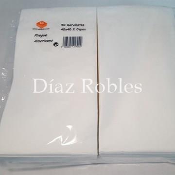 Servilleta Pliegue Americano Blanca 40x40cm. Paquete 50/u. - Imagen 1